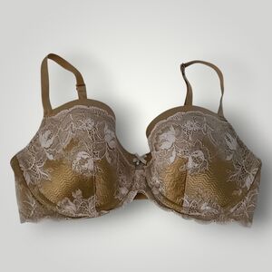 Victoria’s Secret Dream Angels Lined Demi Bra 34DD Nude Champagne Ivory‎ Lace